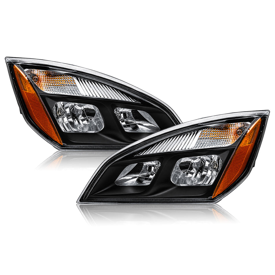Freightliner Cascadia Headlight Assembly 2018-2024 - Reflective Headlamp - Black Housing