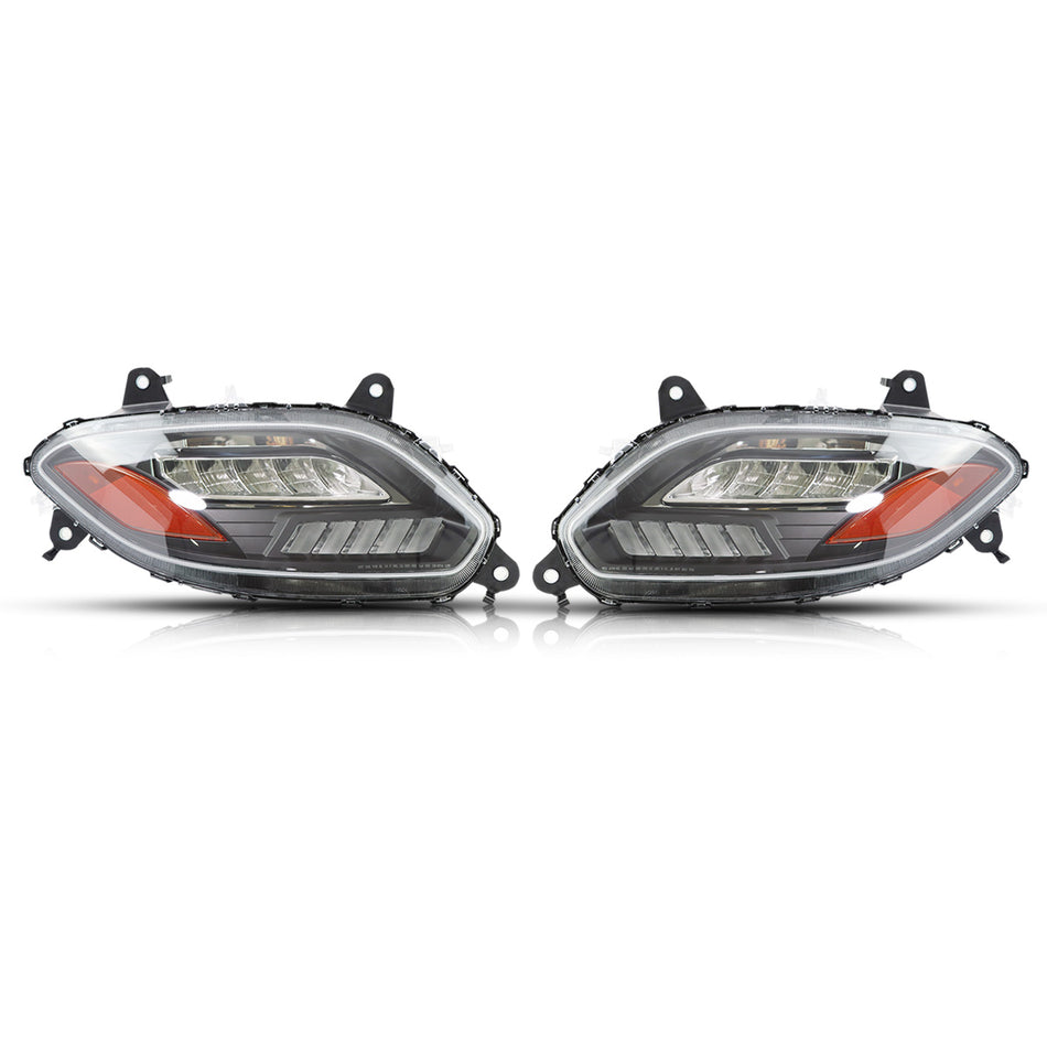 International LT625 Headlight Assembly 2018+ - Reflective LED Headlamp with DRL and Sequential Turn Signal - Black Housing