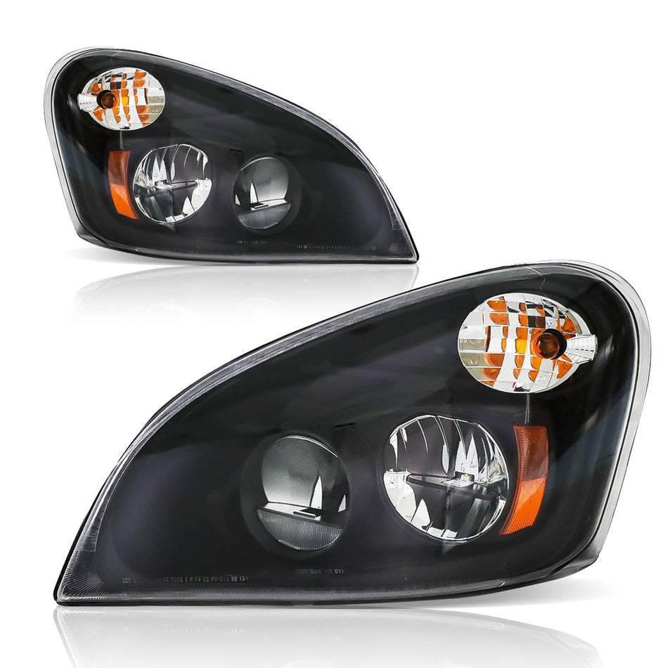 Freightliner Cascadia Headlights Assembly 2008-2017 - Reflective Headlamp - Black Housing