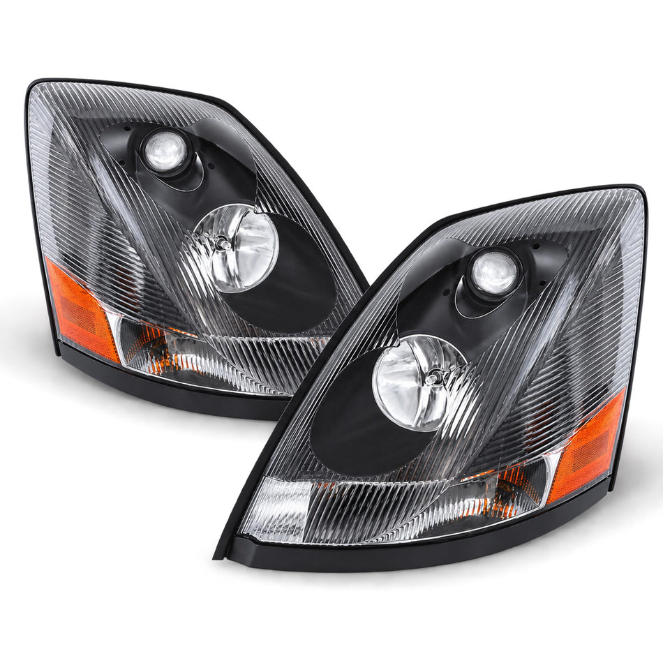 Volvo VNL Headlight Assembly 1997-2014 - Headlamp - Black Housing