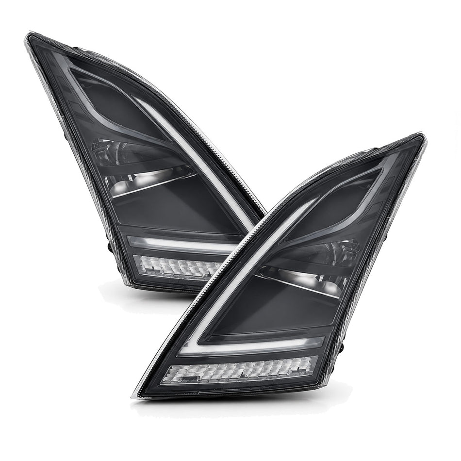 Volvo VNL Headlights Assembly 2018-2024 - Reflective LED Headlamp - Black Housing