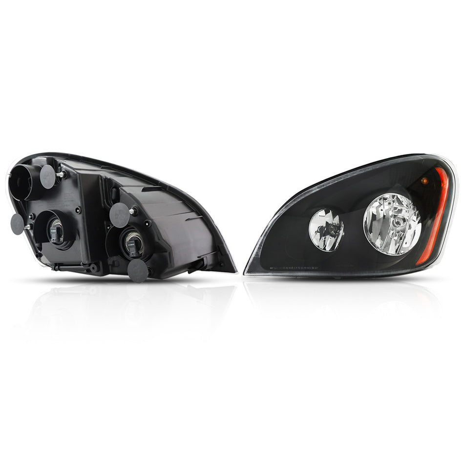 Freightliner Cascadia Headlights Assembly 2008-2017 - Reflective LED Headlamp - Black Housing
