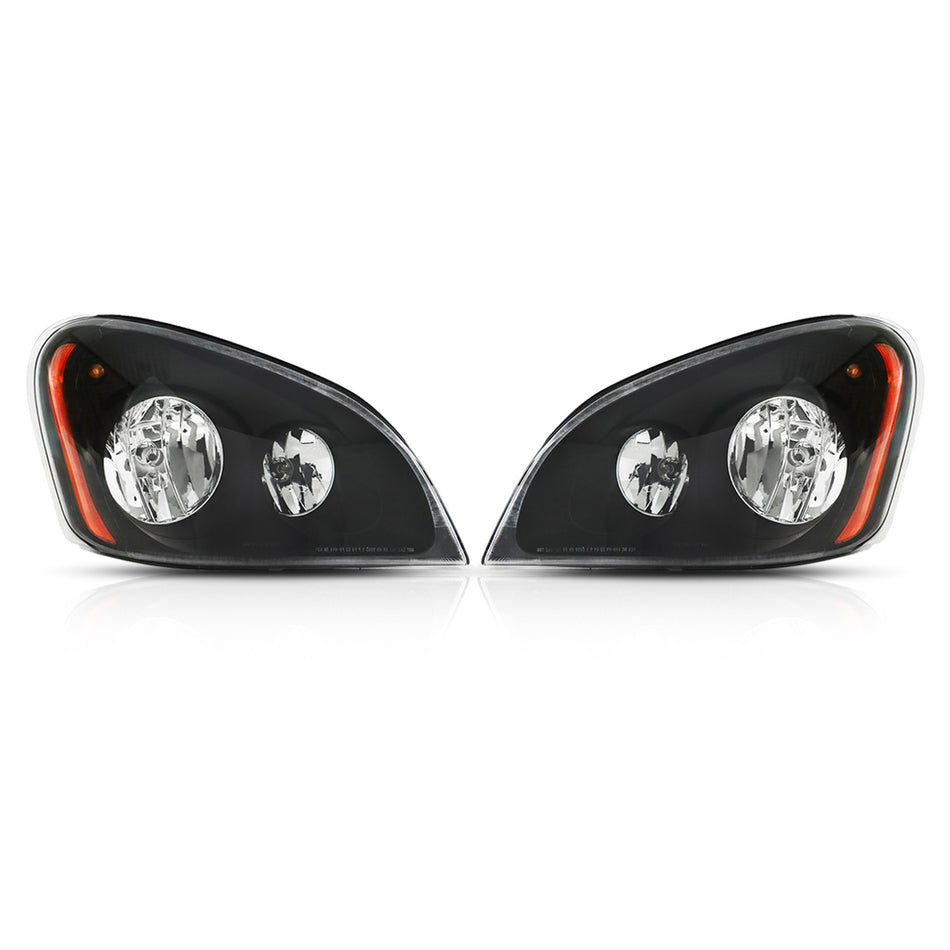Freightliner Cascadia Headlights Assembly 2008-2017 - Reflective LED Headlamp - Black Housing