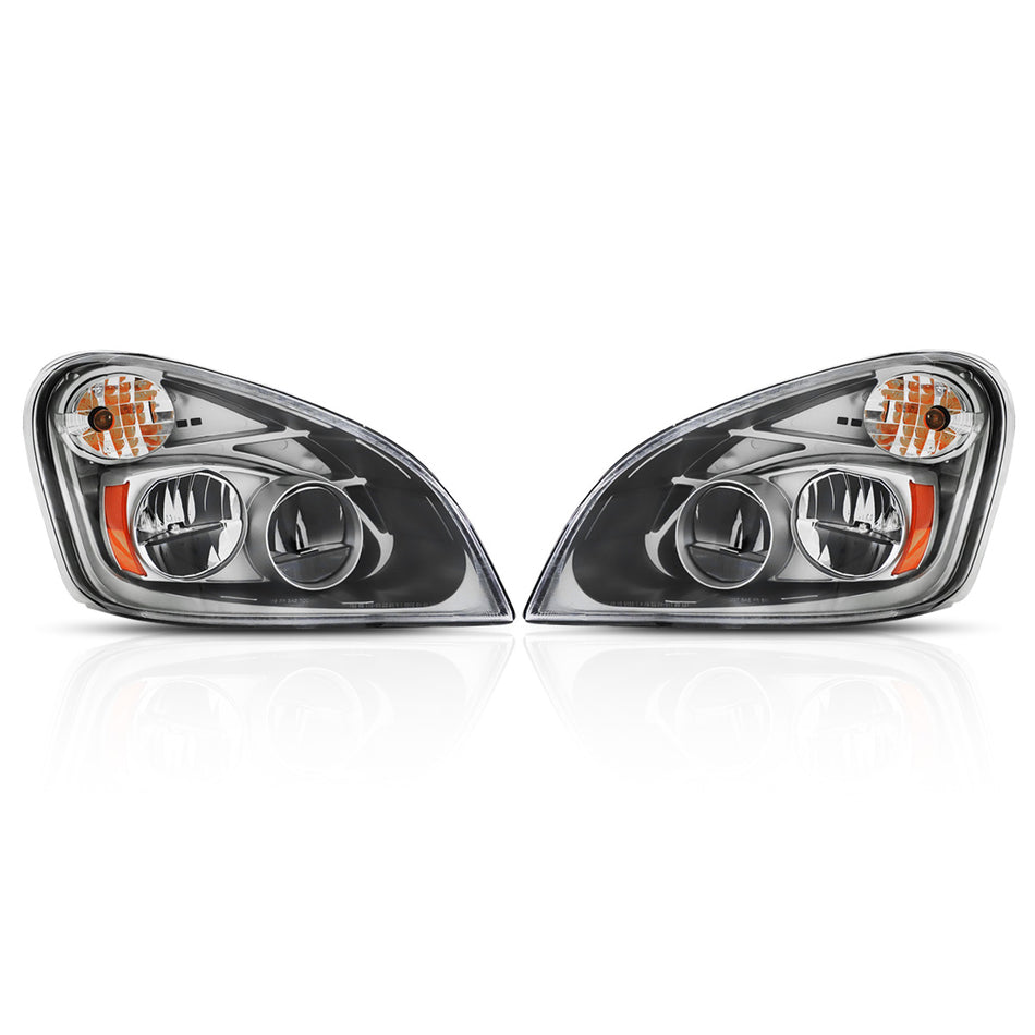 Freightliner Cascadia Headlights Assembly 2008-2017 - Reflective LED Headlamp - Chrome Housing