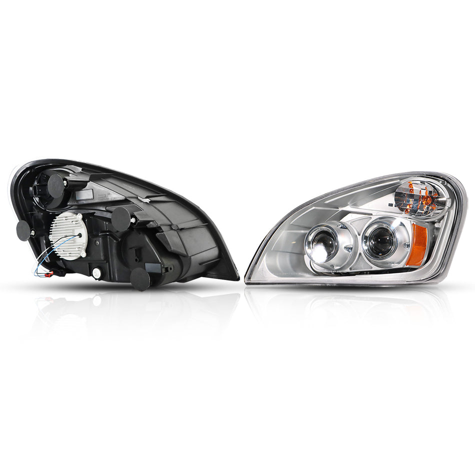 Freightliner Cascadia Headlights Assembly 2008-2017 - Projector LED Headlamp - Chrome Housing