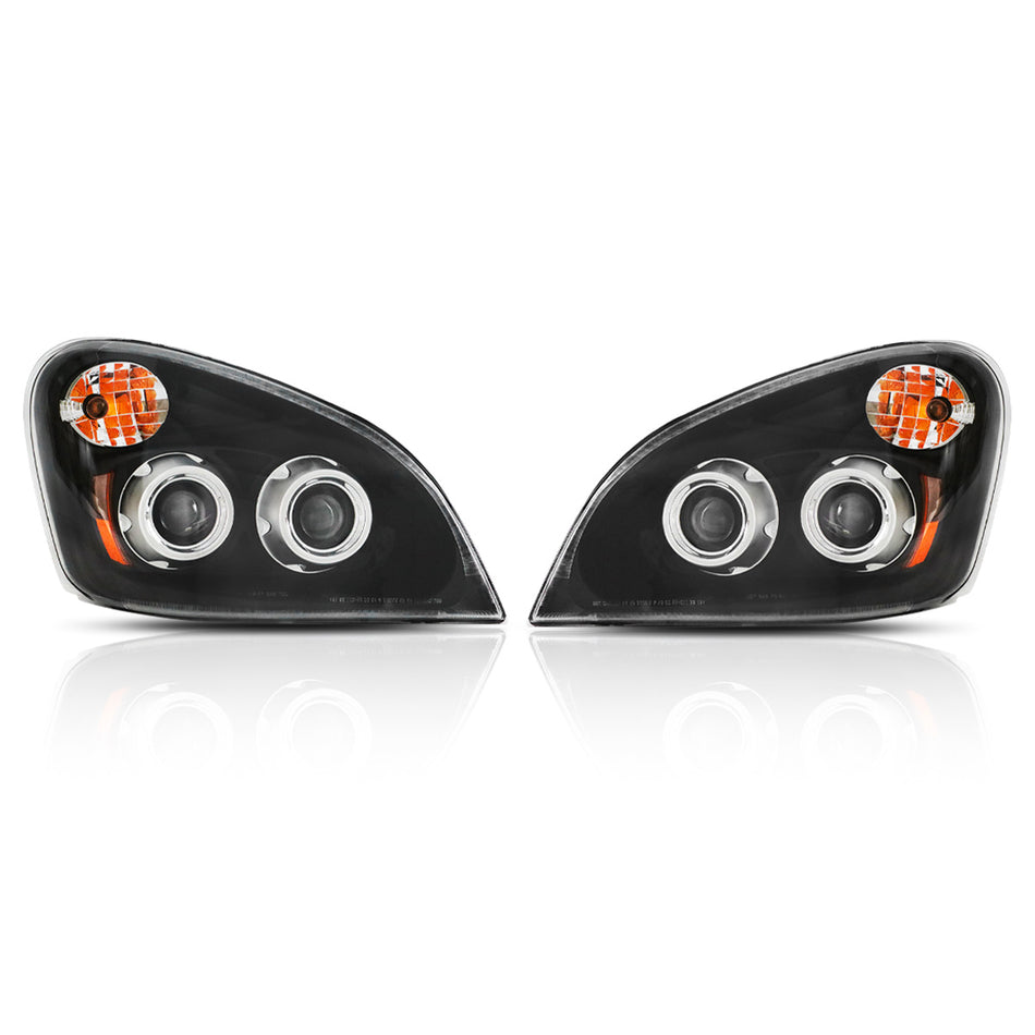 Freightliner Cascadia Headlights Assembly 2008-2017 - Projector LED Headlamp - Black Housing