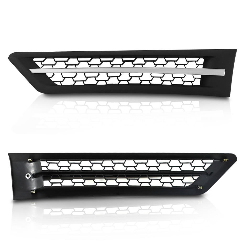 Freightliner Cascadia Side Hood Grille 2018-2024 - Air Intake Mesh Vent - Chrome Housing