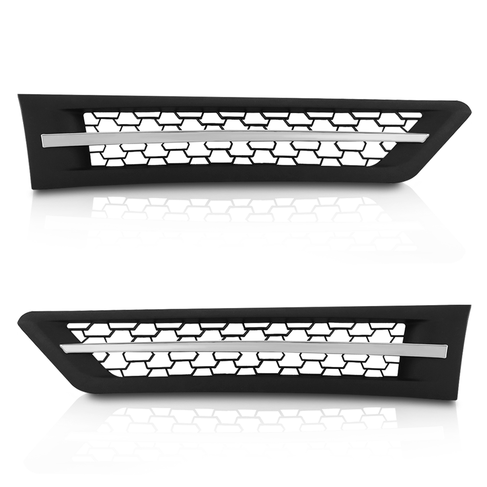 Freightliner Cascadia Side Hood Grille 2018-2024 - Air Intake Mesh Vent - Chrome Housing