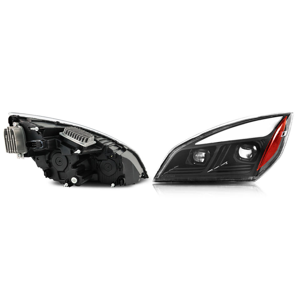 Freightliner Cascadia Headlight Assembly 2018-2024 - Projector LED Headlamp - Black Housing