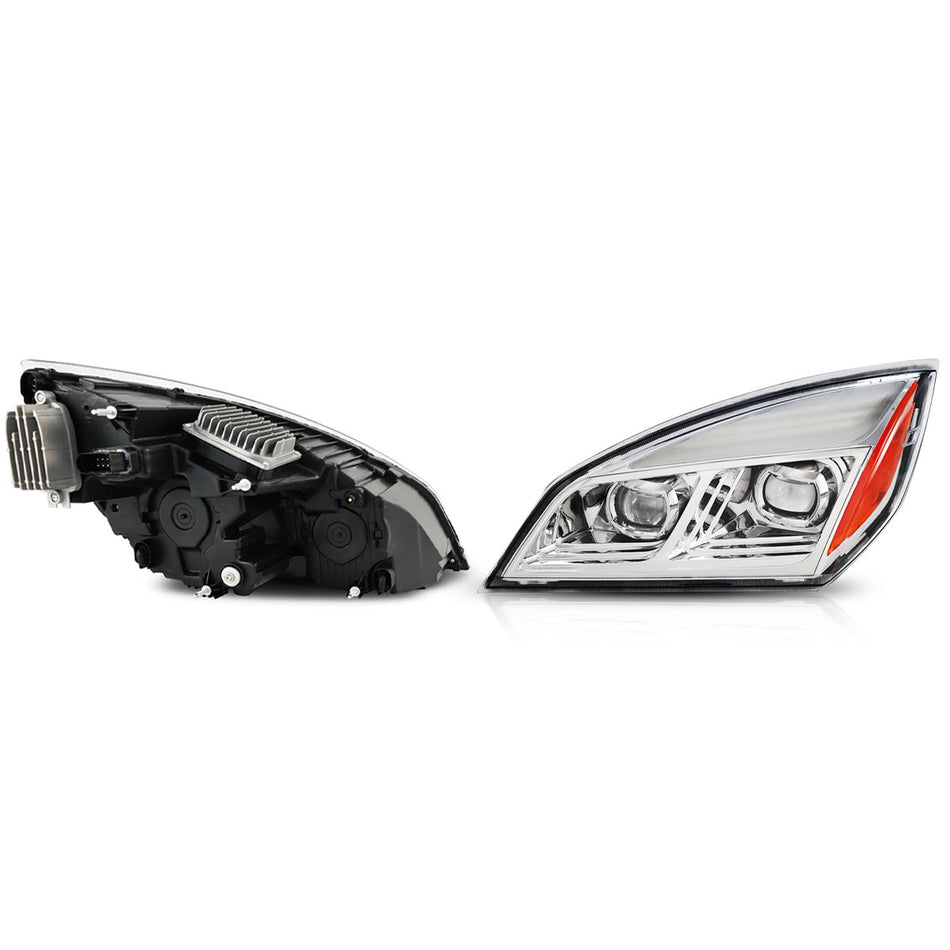 Freightliner Cascadia Headlight Assembly 2018-2024 - Projector LED Headlamp - Chrome Housing