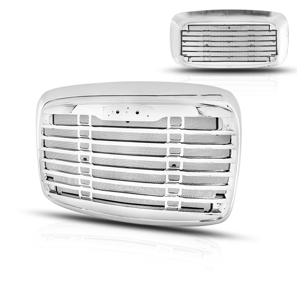 Freightliner Columbia Front Grille - Main Upper Grille with Integrated Bug Screen - Chrome Housing