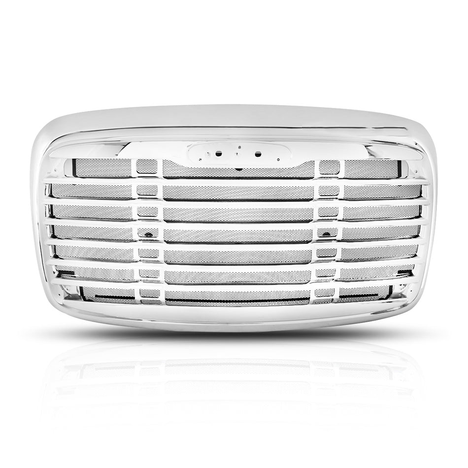 Freightliner Columbia Front Grille - Main Upper Grille with Integrated Bug Screen - Chrome Housing