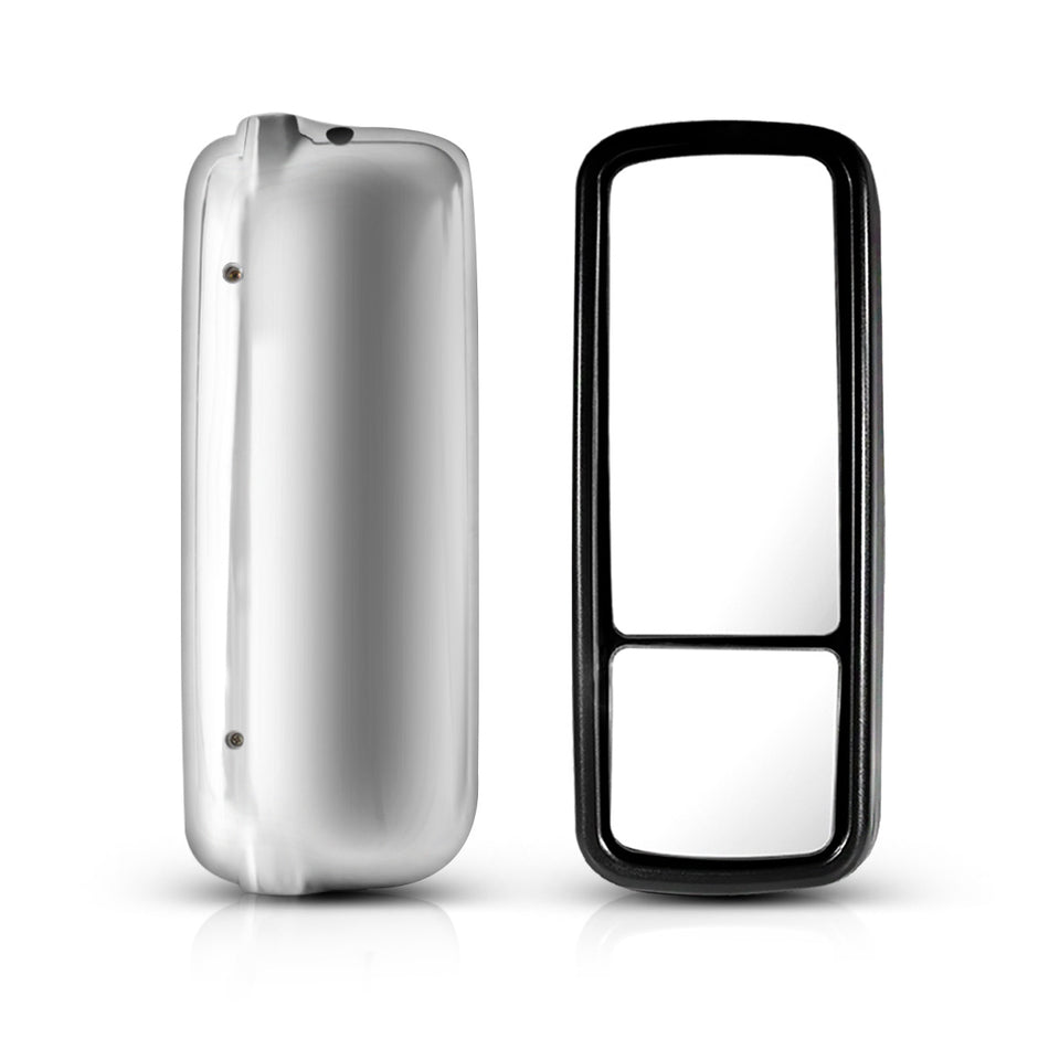 Freightliner Columbia Door Mirror with Cover - Chrome Housing Cap