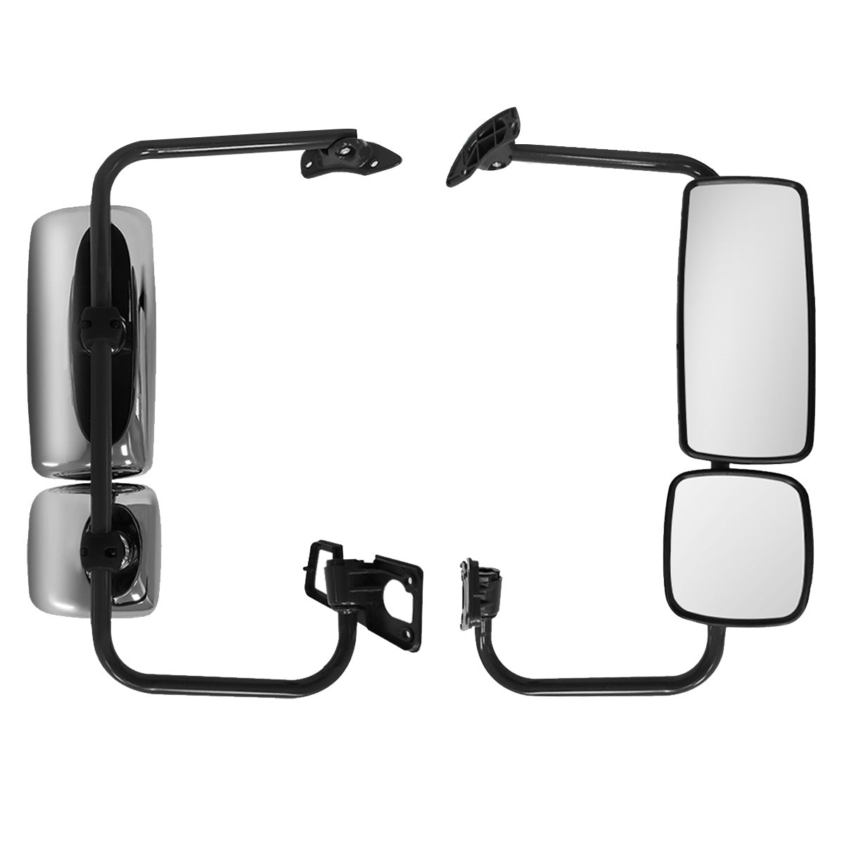 Freightliner Columbia Door Mirror Assembly - Main Side Mirror with Mounting Bracket & Arm - Chrome Housing - Alternate 2