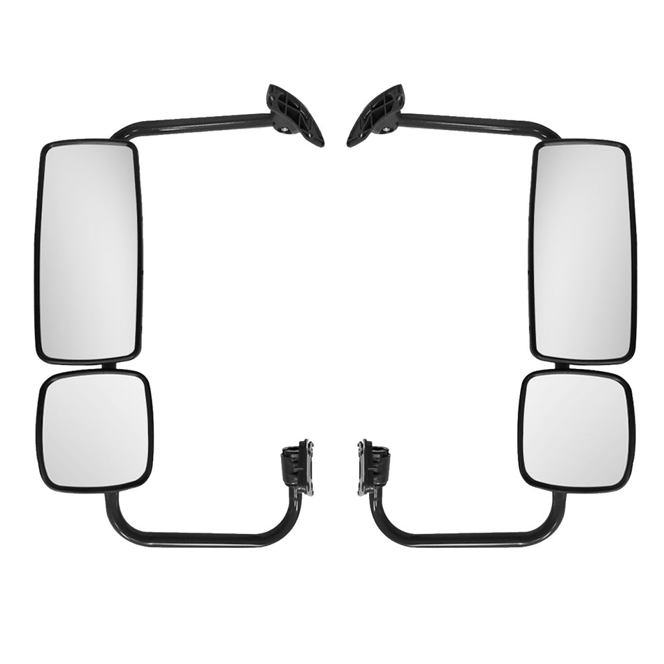 Freightliner Columbia Door Mirror Assembly - Main Side Mirror with Mounting Bracket & Arm - Chrome Housing - Both Side