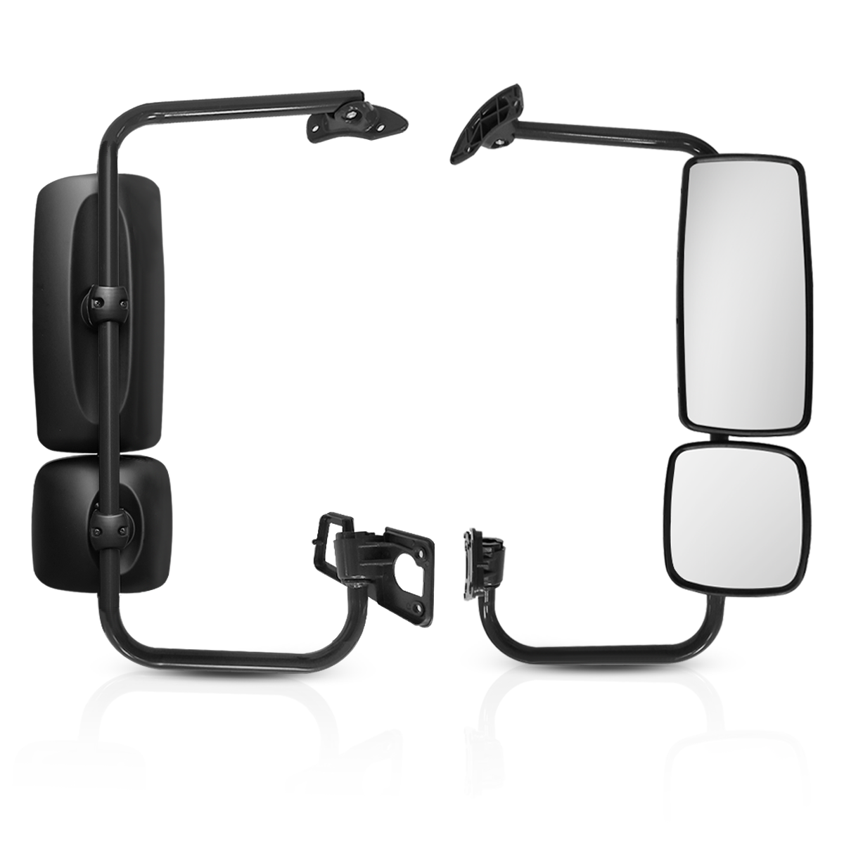 Freightliner Columbia Door Mirror Assembly - Main Side Mirror with Mounting Bracket & Arm - Black Housing - Alternate 2
