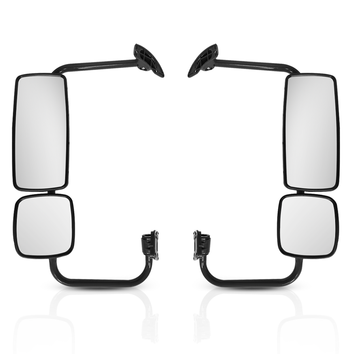 Freightliner Columbia Door Mirror Assembly - Main Side Mirror with Mounting Bracket & Arm - Black Housing - Both Side