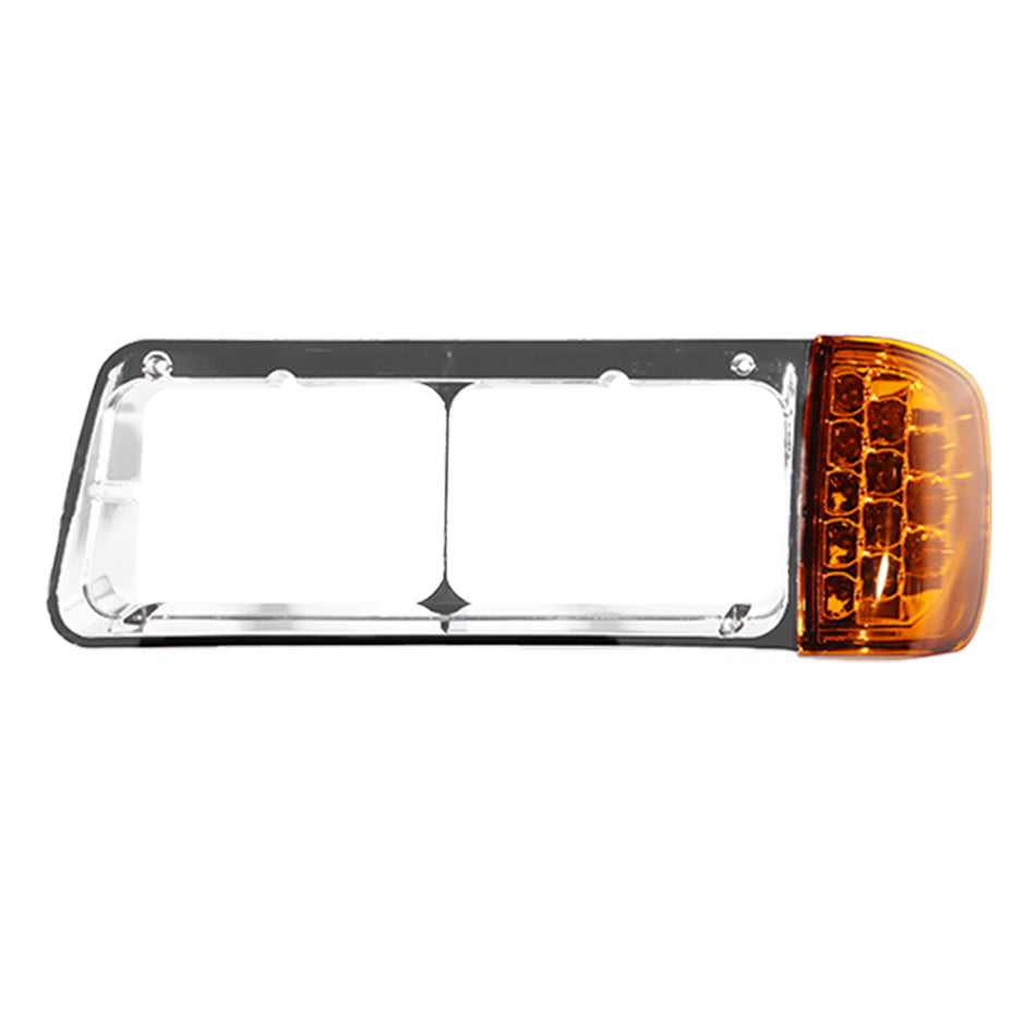 Freightliner FLD 120 Headlight Bezel - with Integrated LED - Chrome Housing