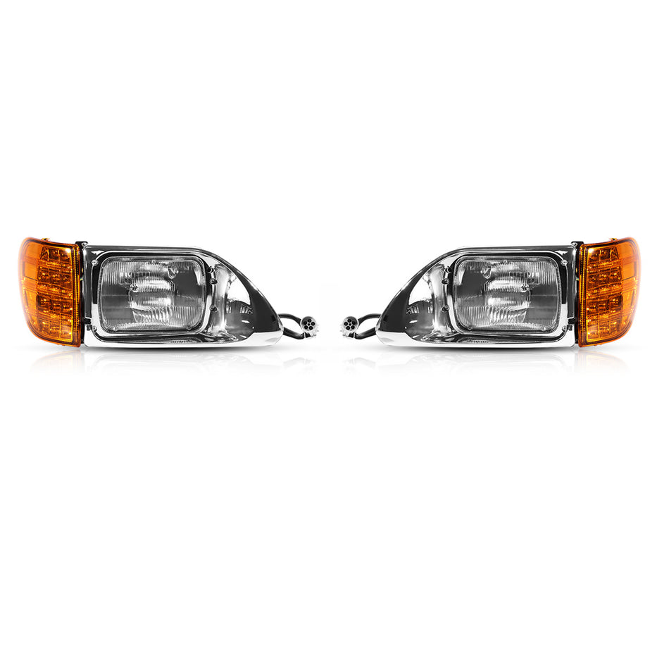 International 9200-9900 Headlight Assembly 2003-2007 - Headlamp with Turn Signal - Chrome Housing