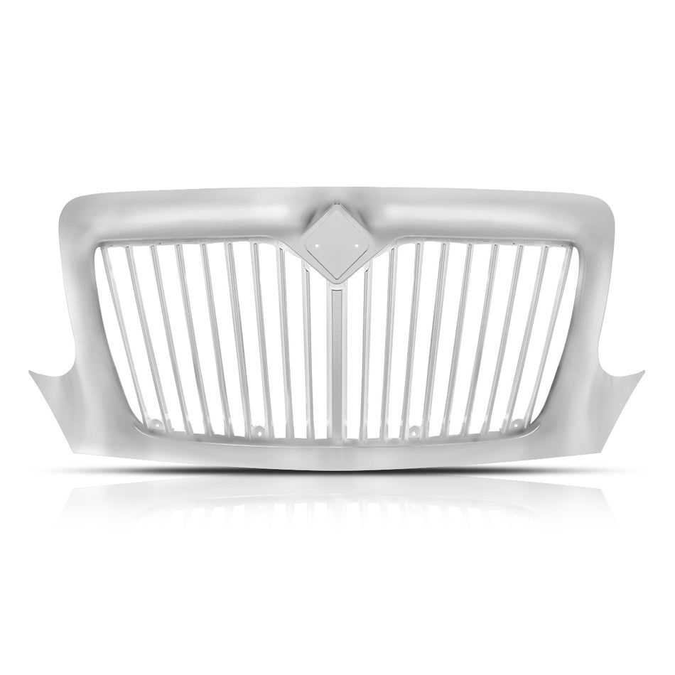 International DuraStar 4300 Front Grille - Main Upper Grille without Integrated Bug Screen - Chrome Housing