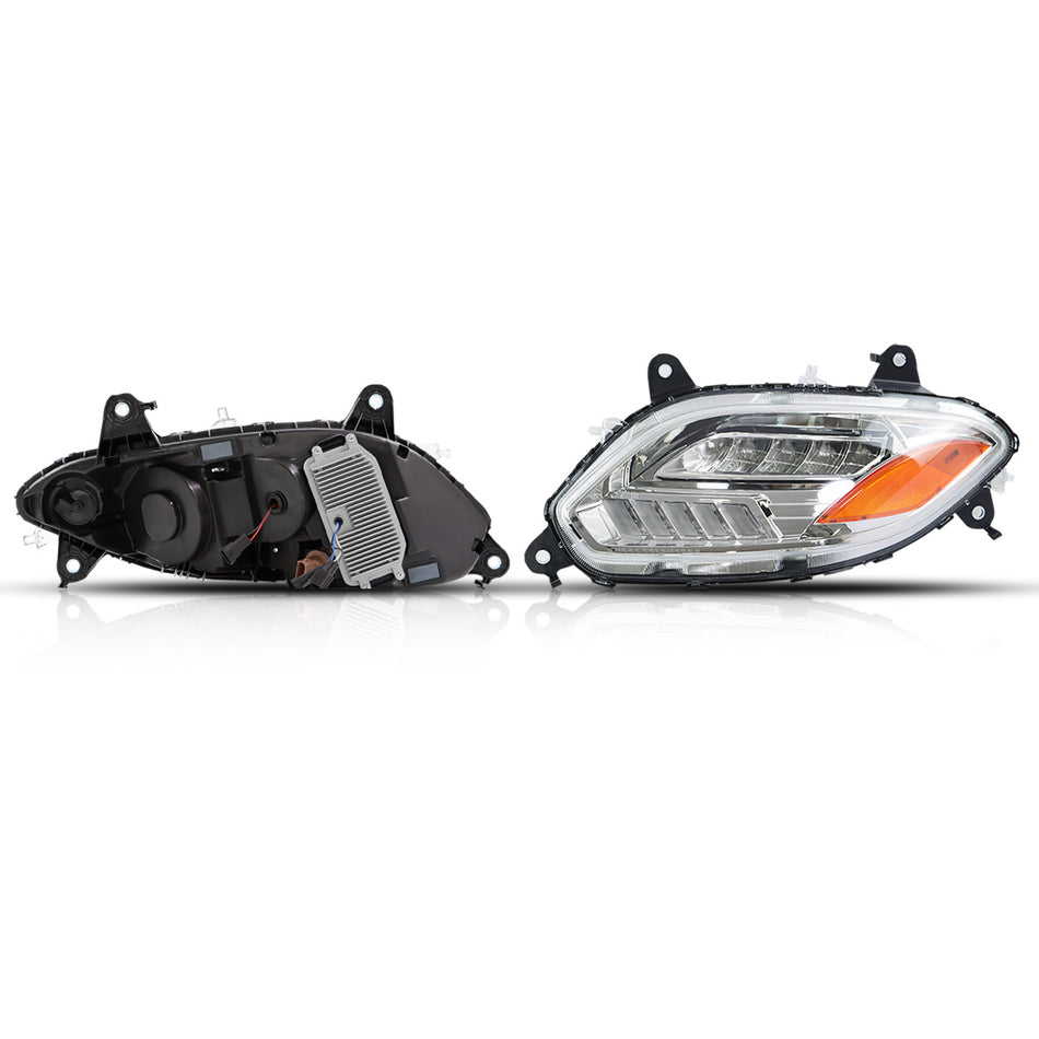 International LT625 Headlight Assembly 2018+ - Reflective LED Headlamp with DRL and Sequential Turn Signal - Chrome Housing
