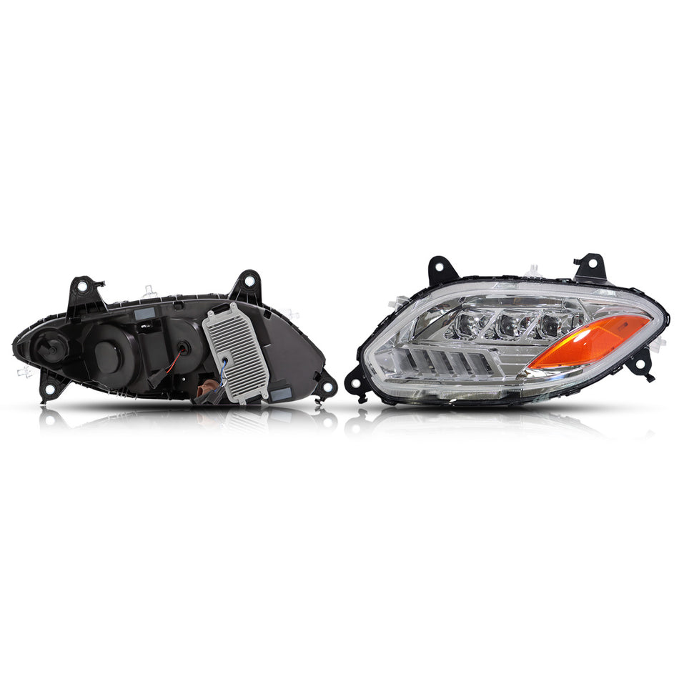 International LT625 Headlight Assembly 2018+ - Projector LED Headlamp with DRL and Sequential Turn Signal - Chrome Housing