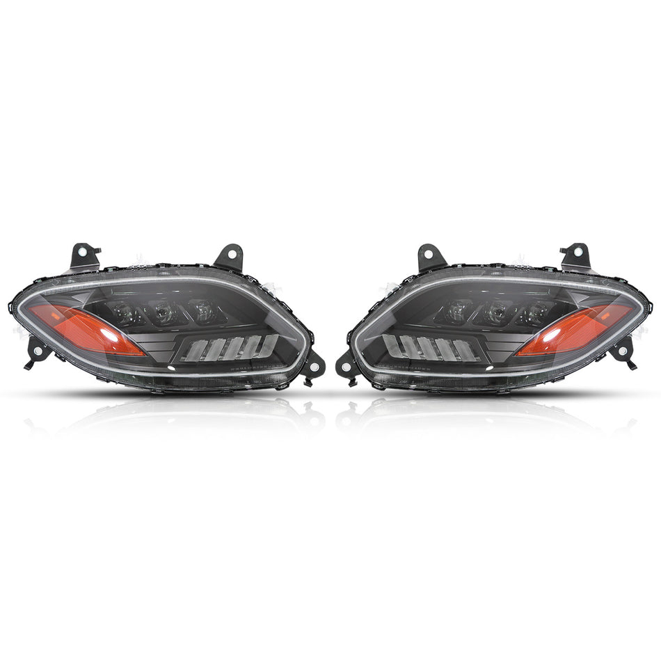 International LT625 Headlight Assembly 2018+ - Projector LED Headlamp with DRL and Sequential Turn Signal - Black Housing