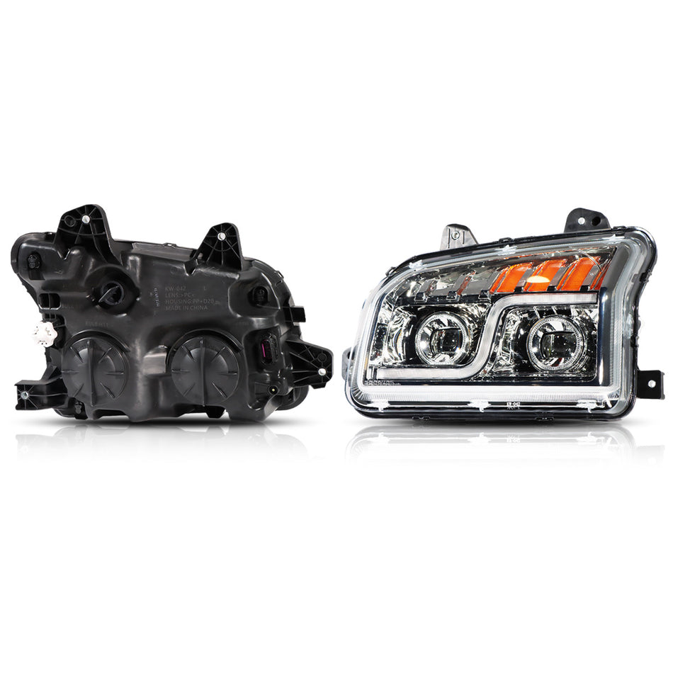 Kenworth T880 Headlight Assembly - LED Headlamp - Chrome Housing