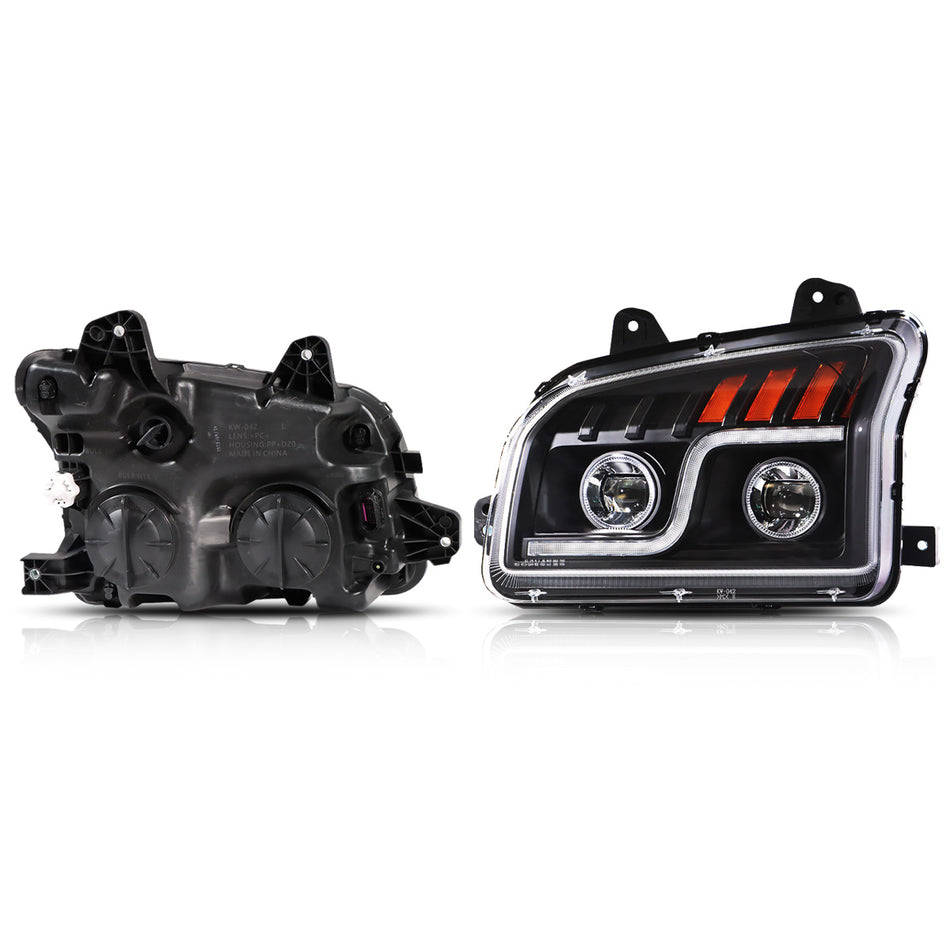 Kenworth T880 Headlight Assembly - LED Headlamp - Black Housing
