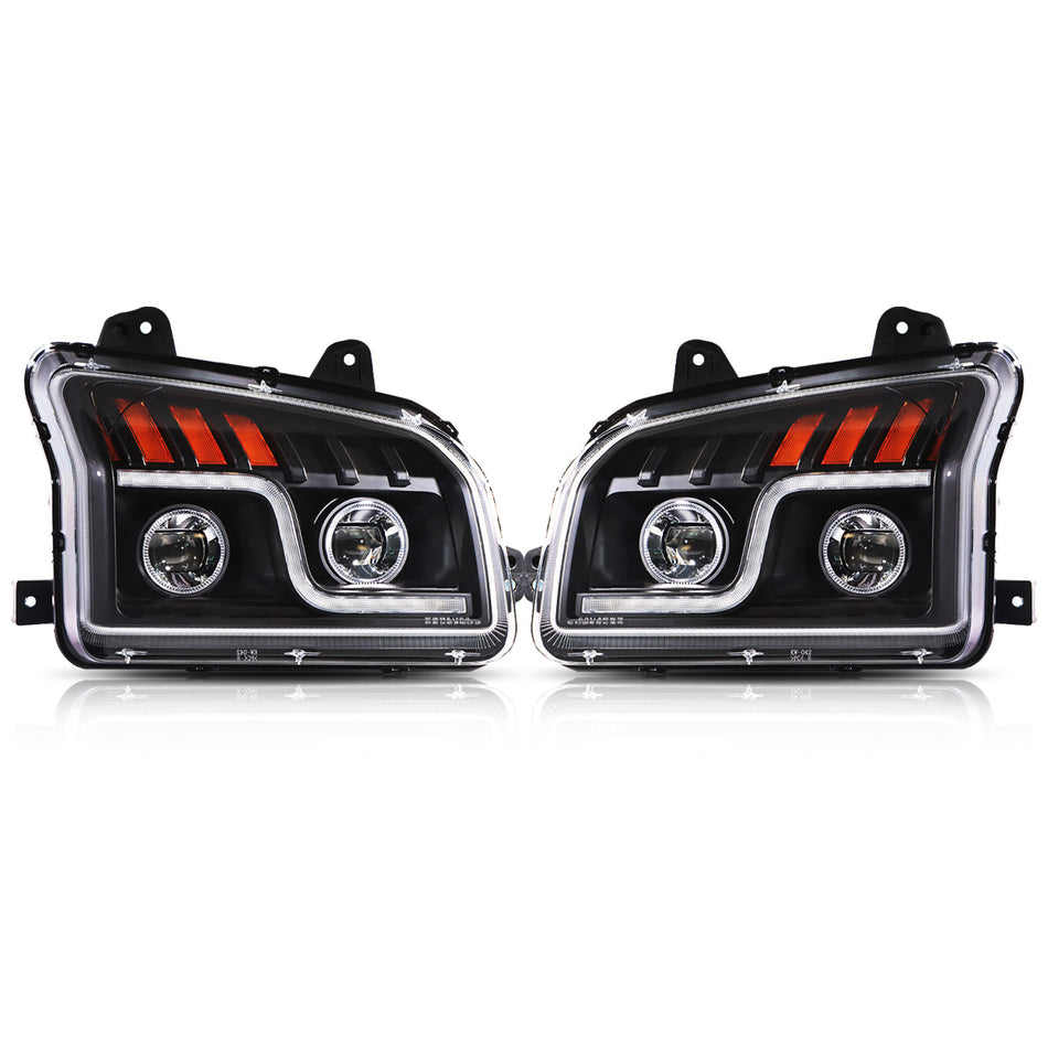 Kenworth T880 Headlight Assembly - LED Headlamp - Black Housing