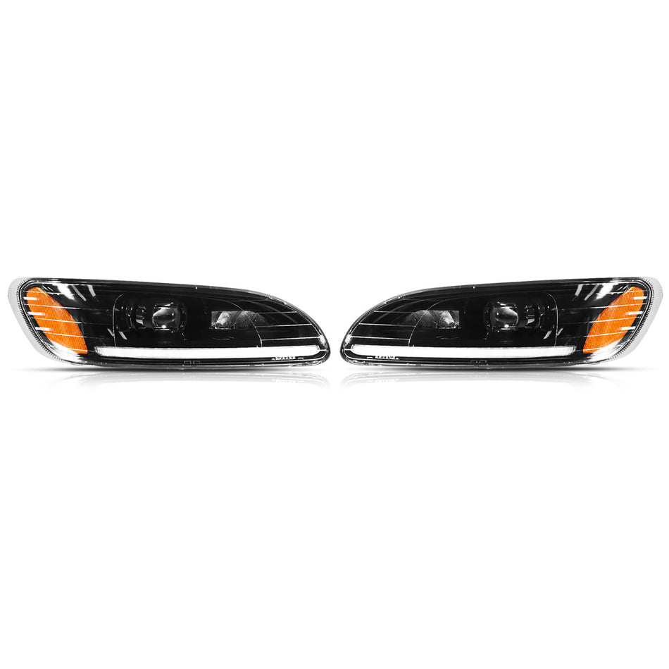 Peterbilt 387 Headlights Assembly - LED Headlamp - Black Housing