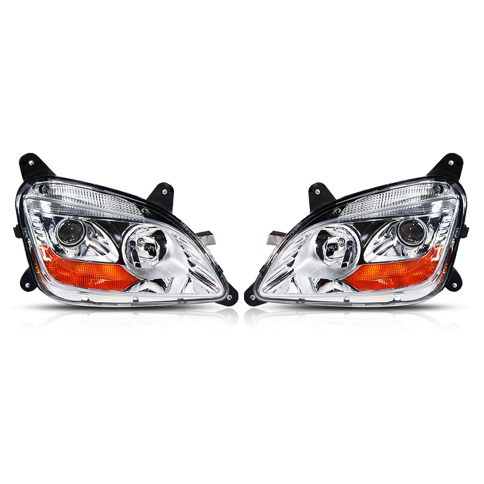 Peterbilt 579 Headlights Assembly 2013-2022 - Headlamp - Chrome Housing