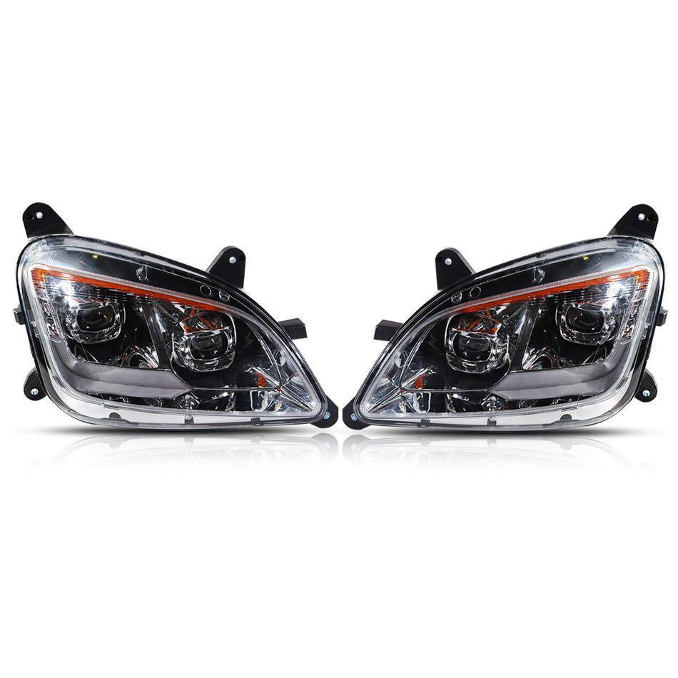 Peterbilt 579 Headlights Assembly 2013-2022 - LED Headlamp - Black Housing