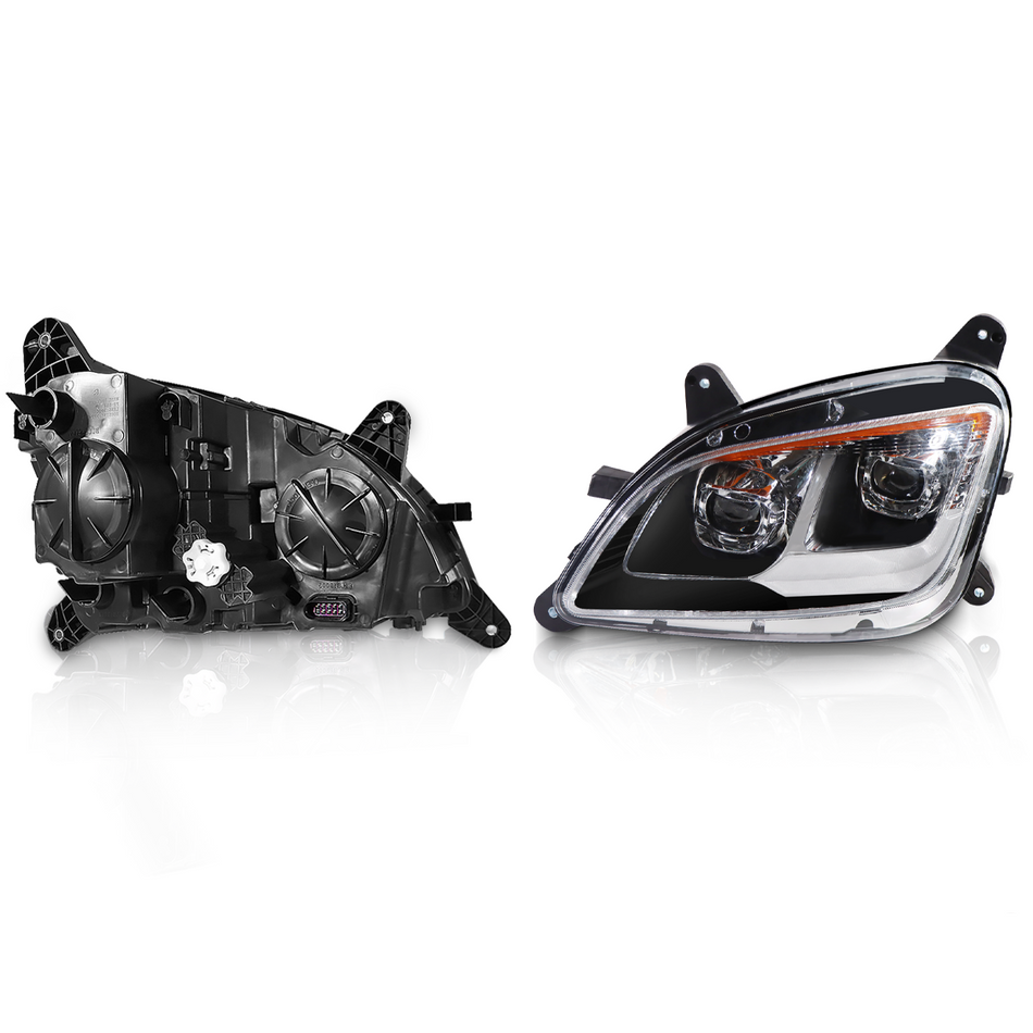 Peterbilt 579 Headlights Assembly 2013-2022 - LED Headlamp - Black Housing