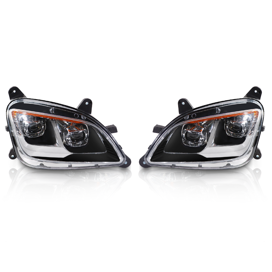 Peterbilt 579 Headlights Assembly 2013-2022 - LED Headlamp - Black Housing