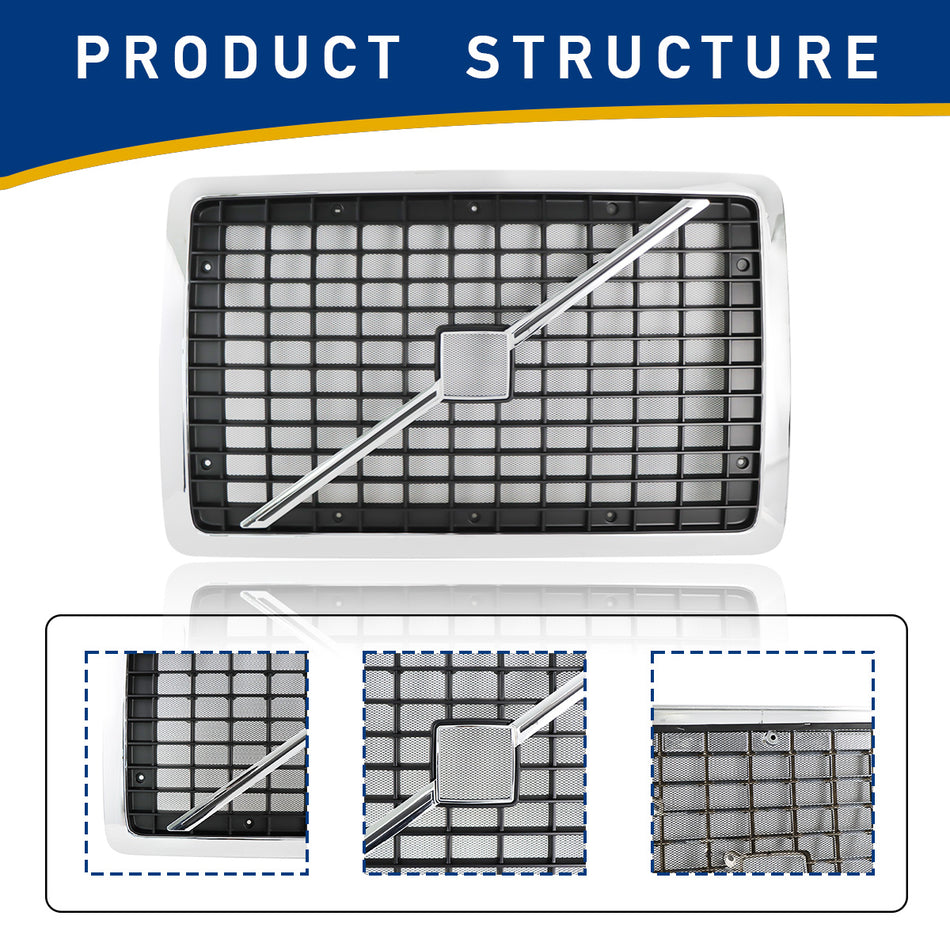 Volvo VNL Front Grille 1997-2014 - Main Upper Grille with Logo Mark and Integrated Bug Screen