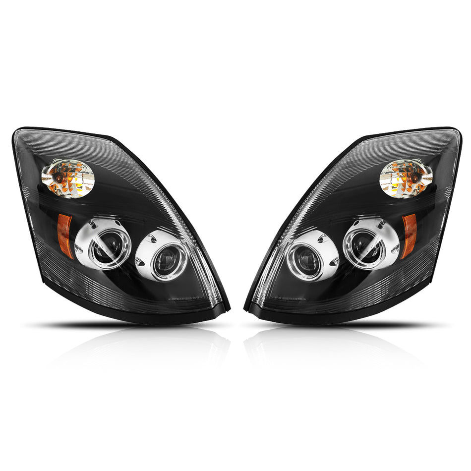 Volvo VNL Headlight Assembly 2015-2017 - Projector LED Headlamp - Black Housing